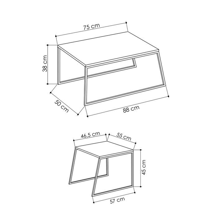 Hanah Home Juego de mesa de centro - Antracita y Negro Hanah Home Juego de mesa de centro - Antracita y Negro